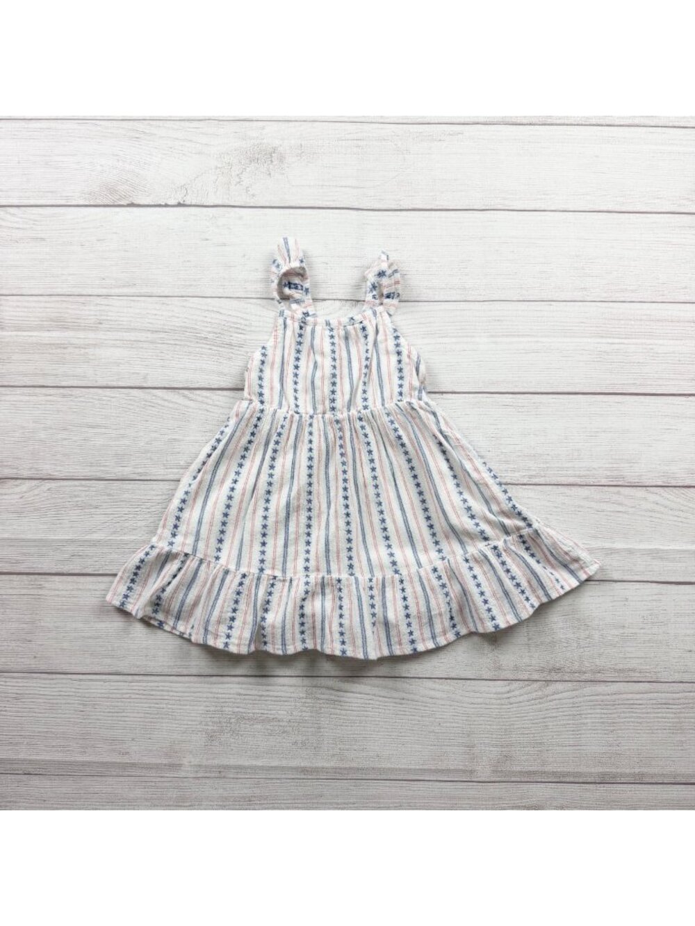 Cat & Jack Girls Striped Star Print Ruffle Hem Sundress White Multicolor 2T